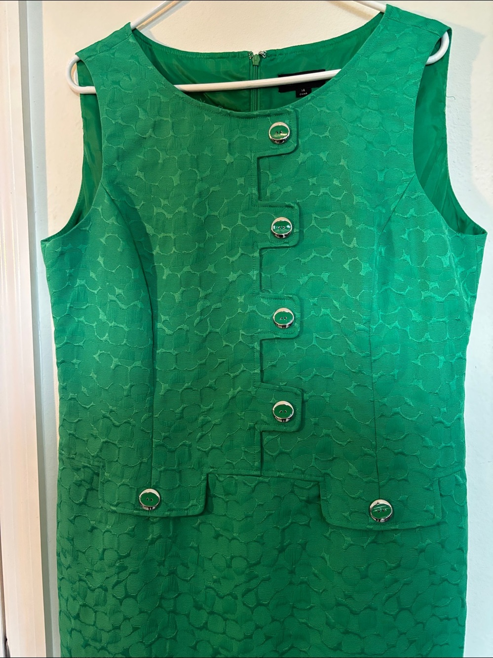 Tahari ASL Emerald Green Sleeveless Sheath Dress - Picture 2 of 3